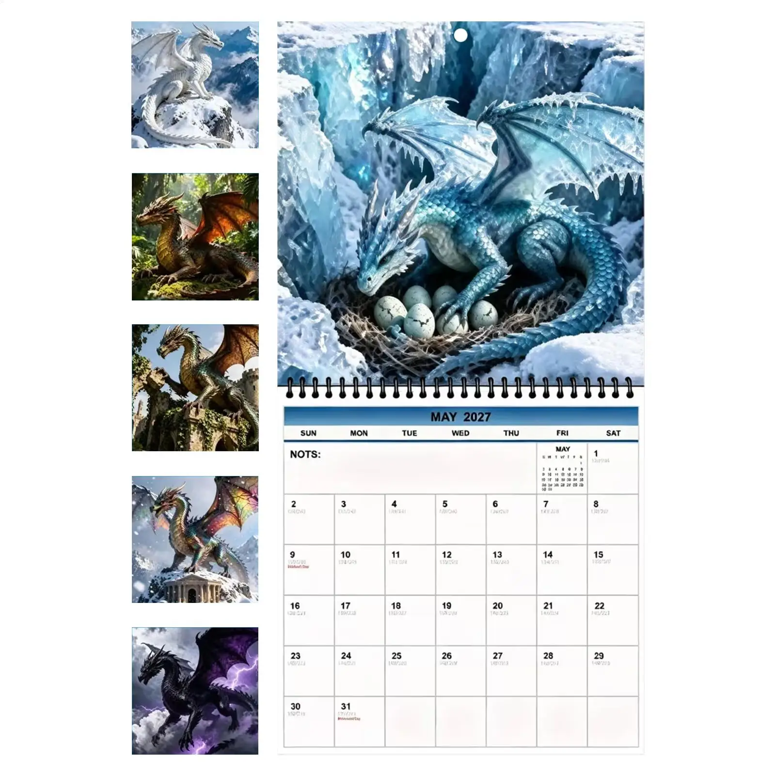 2027 Fire Dragon Wall Calendar Monthly Weekly Academic Planner Animal Theme for Home Office School Dorm New Year Decor view 2