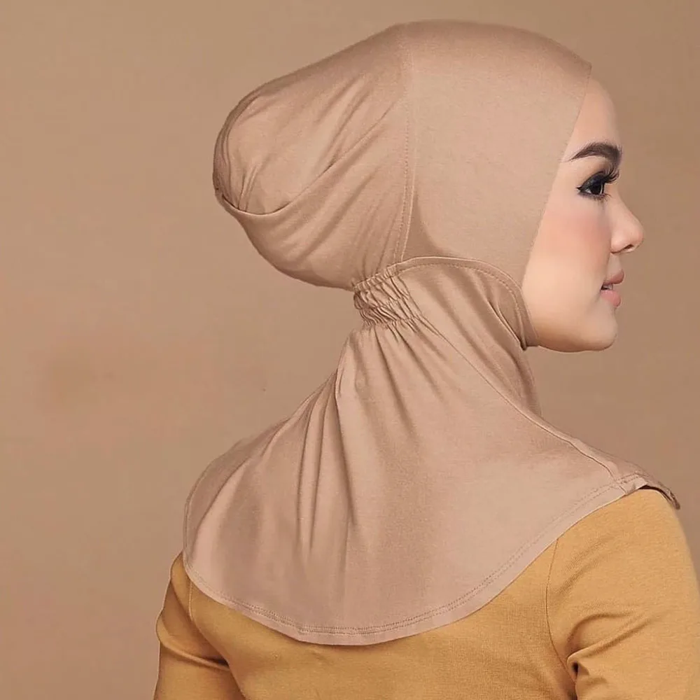 Hijab musulmán clásico para mujer, Jersey elástico, gorro de tubo de algodón, chal inferior, pañuelo para la cabeza, 28 colores, talla única