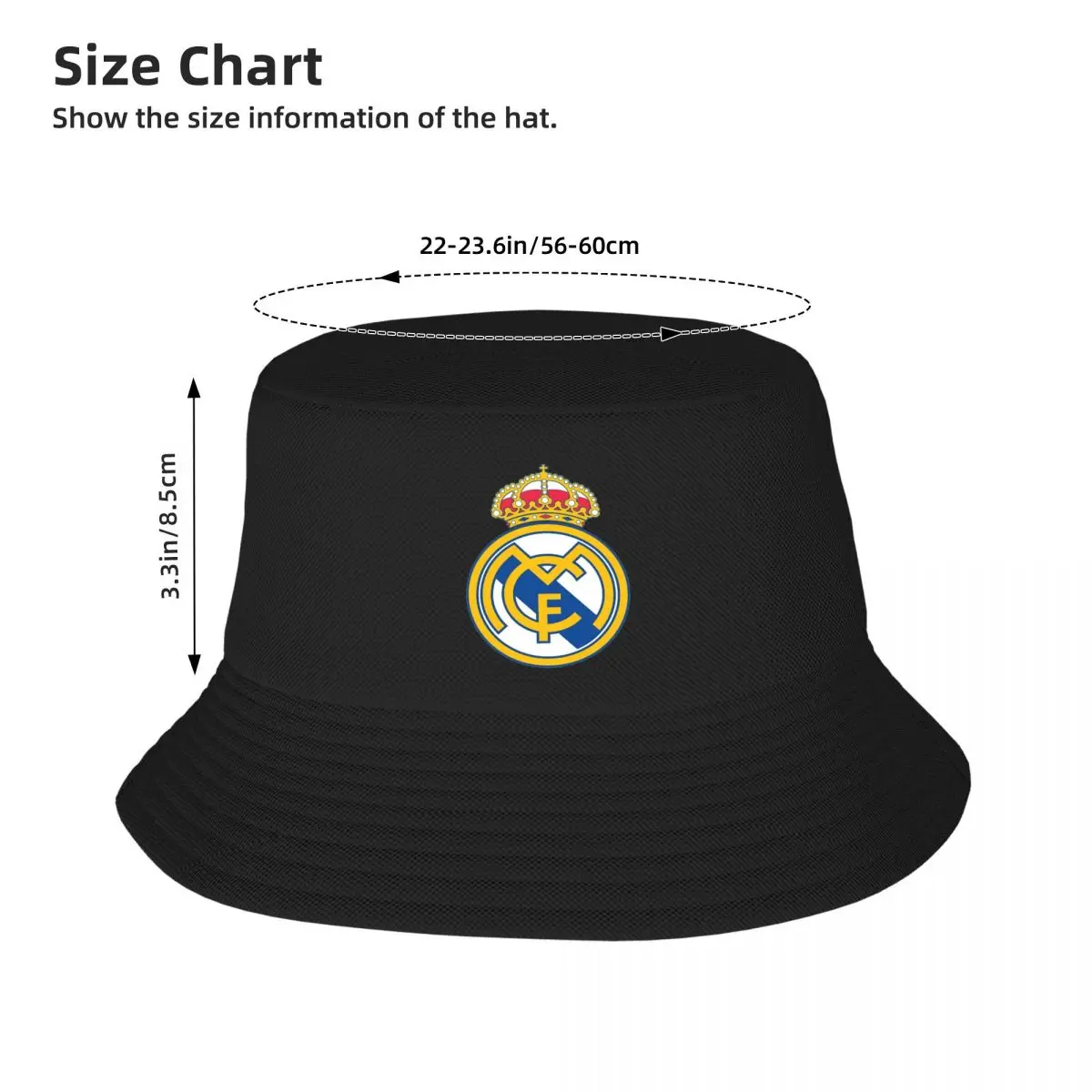 The Madrid Cf Logo Bucket Hat Panama For Man Woman Bob Hats Outdoor Fisherman Hats Summer Beach Fishing Unisex Caps