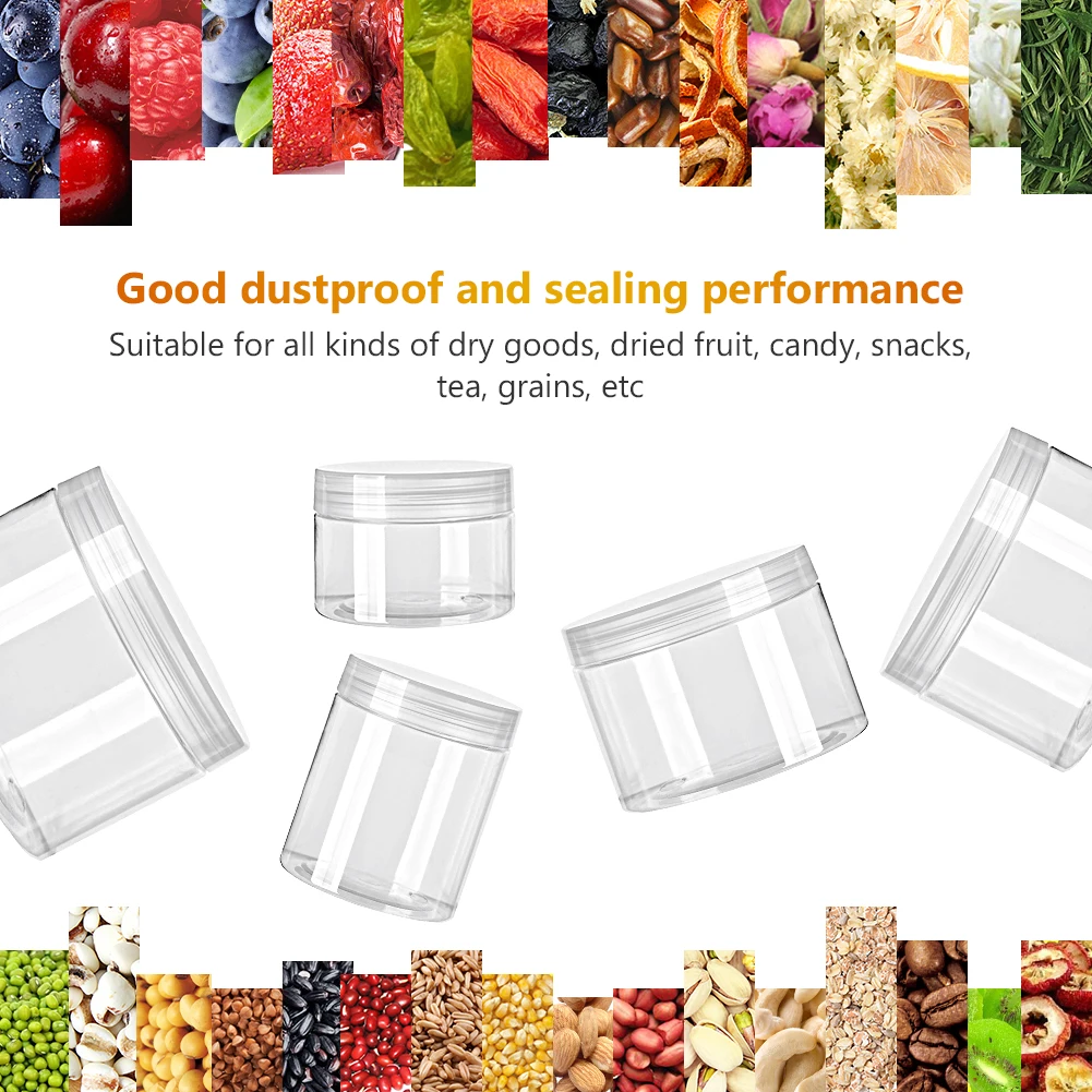 8Pack Storage Jars Empty With Cosmetic Jars 150-30ml Makeup Clear Lid Plastic Screw-on Refillable Balm Container Travel Bottle
