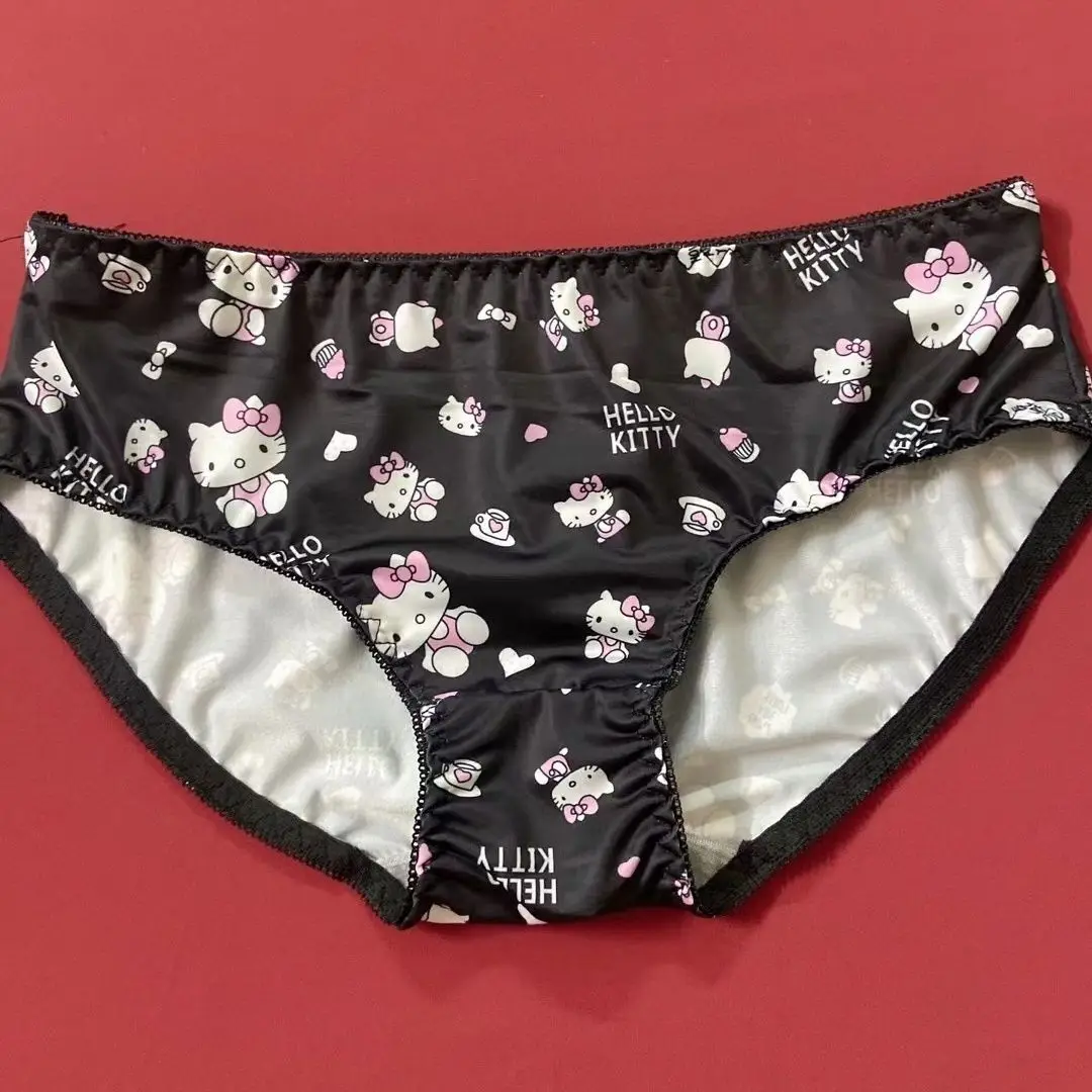 Korean Style Cute And Sweet Hello Kitty Cartoon Printed Lace Underwear Panties For Women Y2k Triangle Underwear Briefs