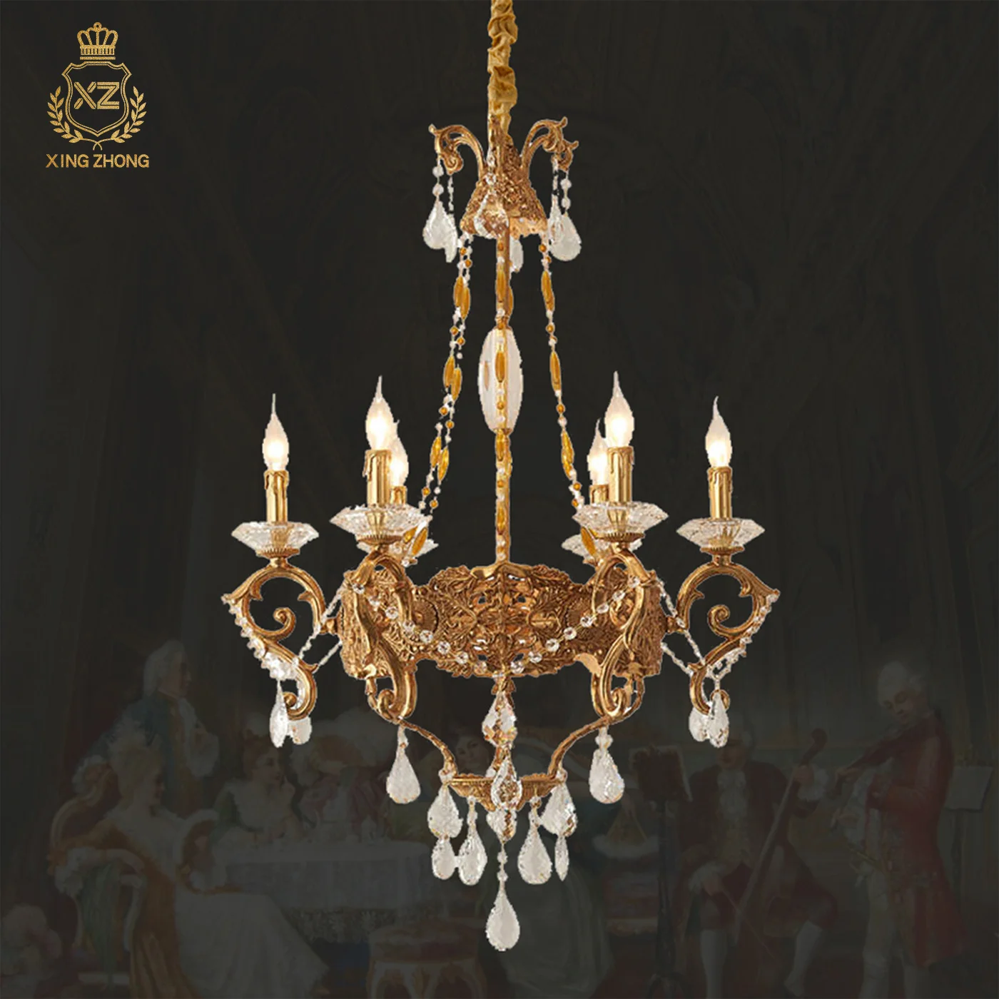 European Neo Classic Dining Room Bedroom Decor Crystal Tassel Chandelier Living Room Apartment Brass Pendant Light