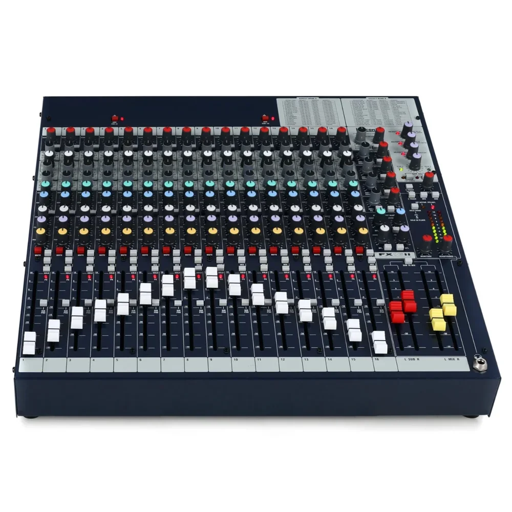 خلاط FX16ii مزود بـ 32 تأثيرًا 3 نطاقات EQ مع نطاق مزيج Swept مخرجين من المجموعة الفرعية معالج تأثيرات رقمي مدمج 24 بت