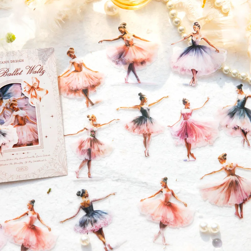 20Pcs Ballet Ballerina Series Decorative Sticker Ballet Style Girl Collage Scrapbooking Label Diy Diary Album Journal Planner