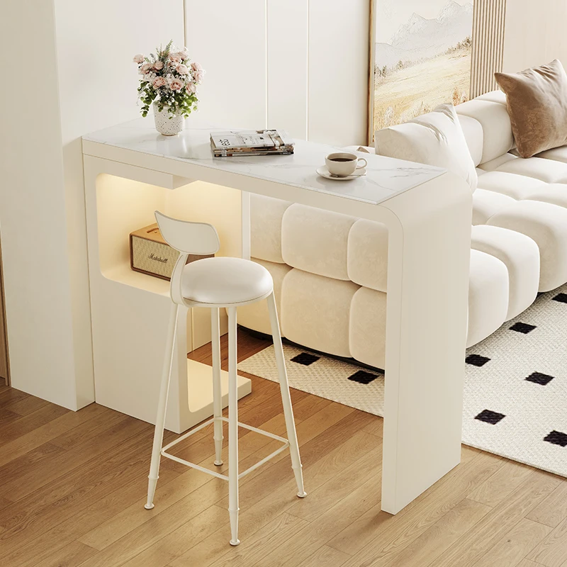 

Cream wind rock slab small bar counter household dining side cabinet integrated creative high table partition balcony casual lig
