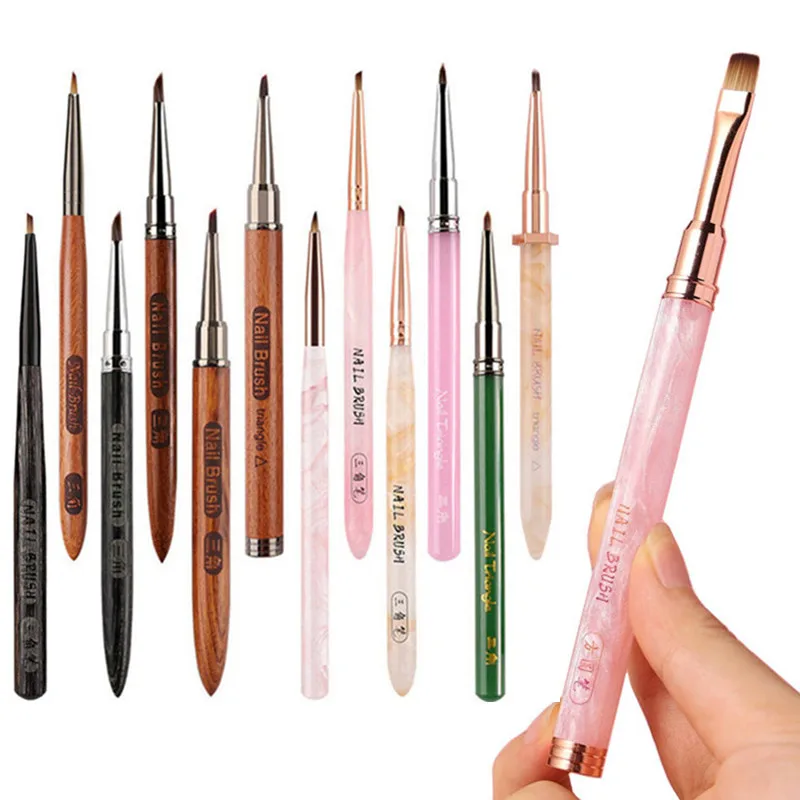 

2 шт., треугольная кисть для ногтей с лепестками, акриловая кисть для рисования ногтей, сетка, цветок, УФ-гель, наращивание, ручка для рисования