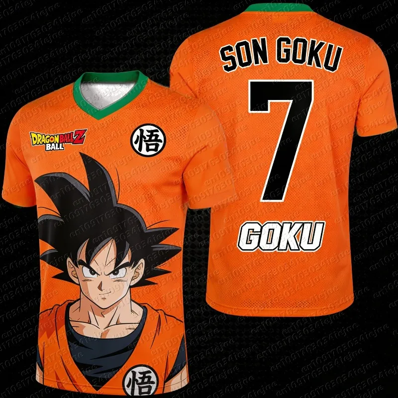 2026 Dragon Ball Super Saiyan Goku Graphic Football Jersey Summer Sports Dry Quickly Men's T-Shirt Kid's Clothing Tee Woman