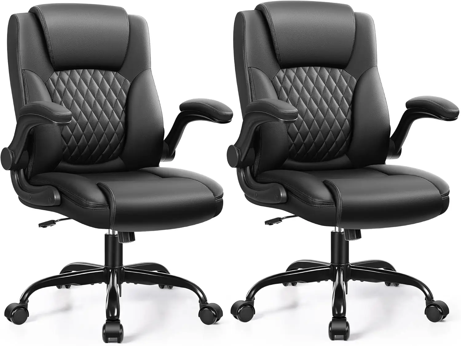 PU Leather Office Chair with Ergonomic Back, 360° Swivel, Adjustable Armrests, Gaming Chair for Small Adults