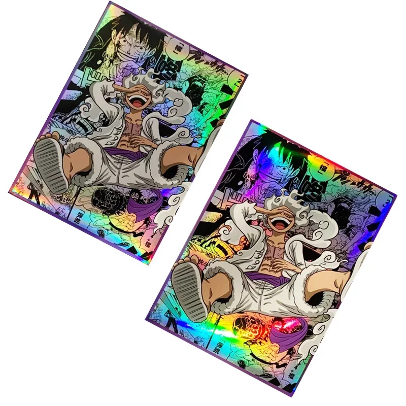 

One Piece Luffy Holographic Card Sleeves 60PCS Trading Cards Protector Nika Foil Cards Shield Outer Cover Magic MTG/PKM 67x92mm