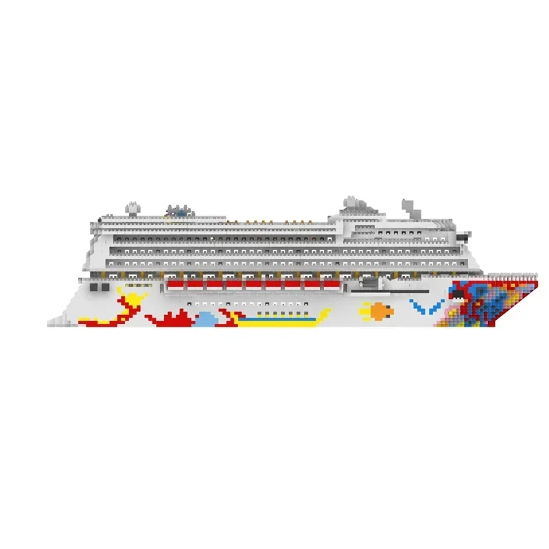 Building blocks 7800 Luxury Cruise Liner Ship Big Boat 3D Model 4950pcs DIY Mini Diamond Blocks Bricks  Toy for Children