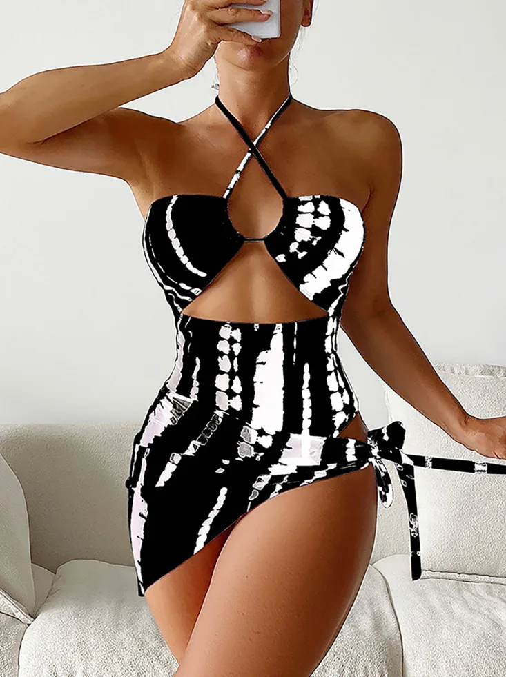 Sexy 2 Pieces set Swimwear One Piece Swimsuit Women 2024 Cover Up Skirt Swimming Bathing Suit Push Up Summer Beach Wear Monokini