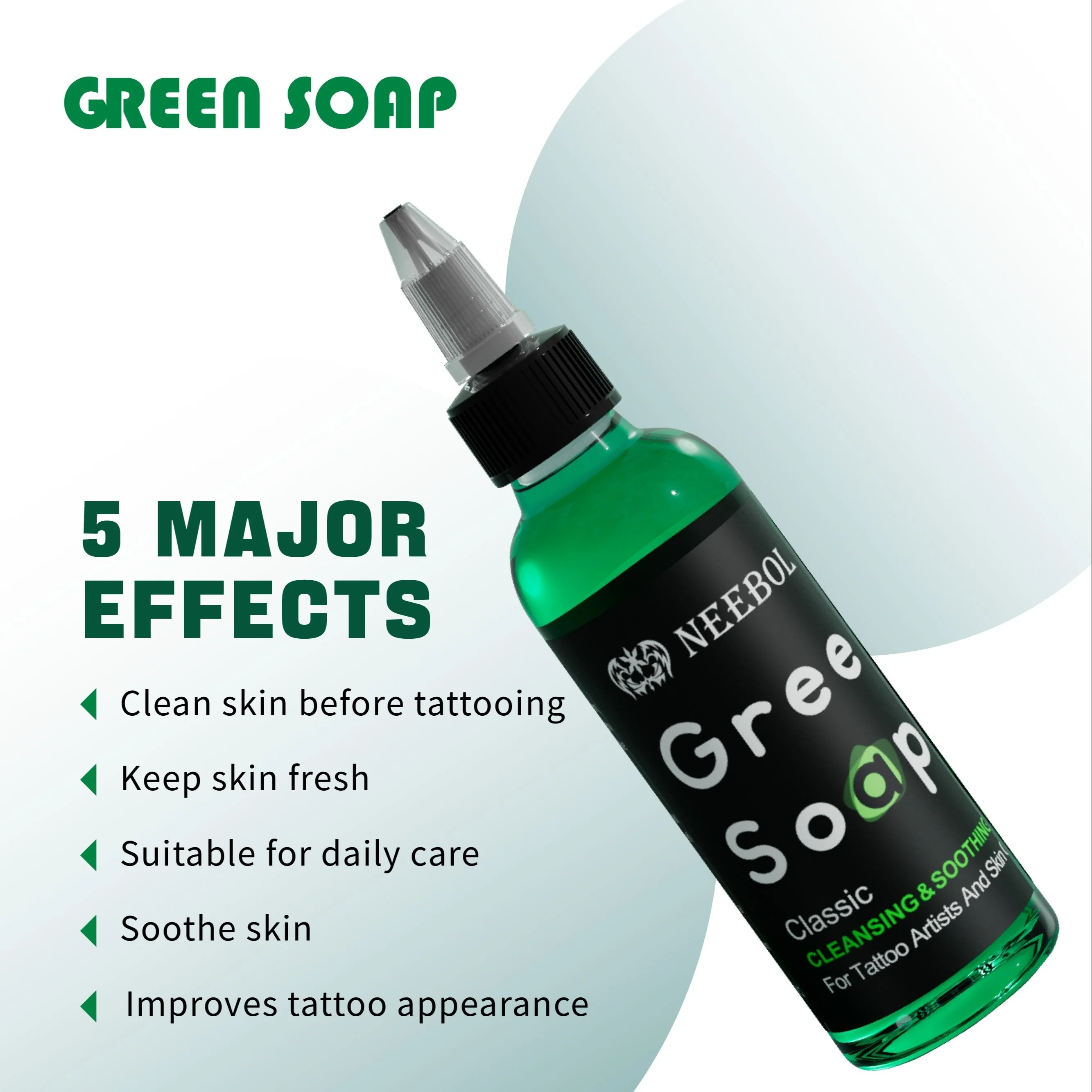 وشم Neebol مجموعة الرعاية اللاحقة ، صابون أخضر مسح القماش ، زبدة الوشم ، كريم بلسم ، تعزيز لون الحبر