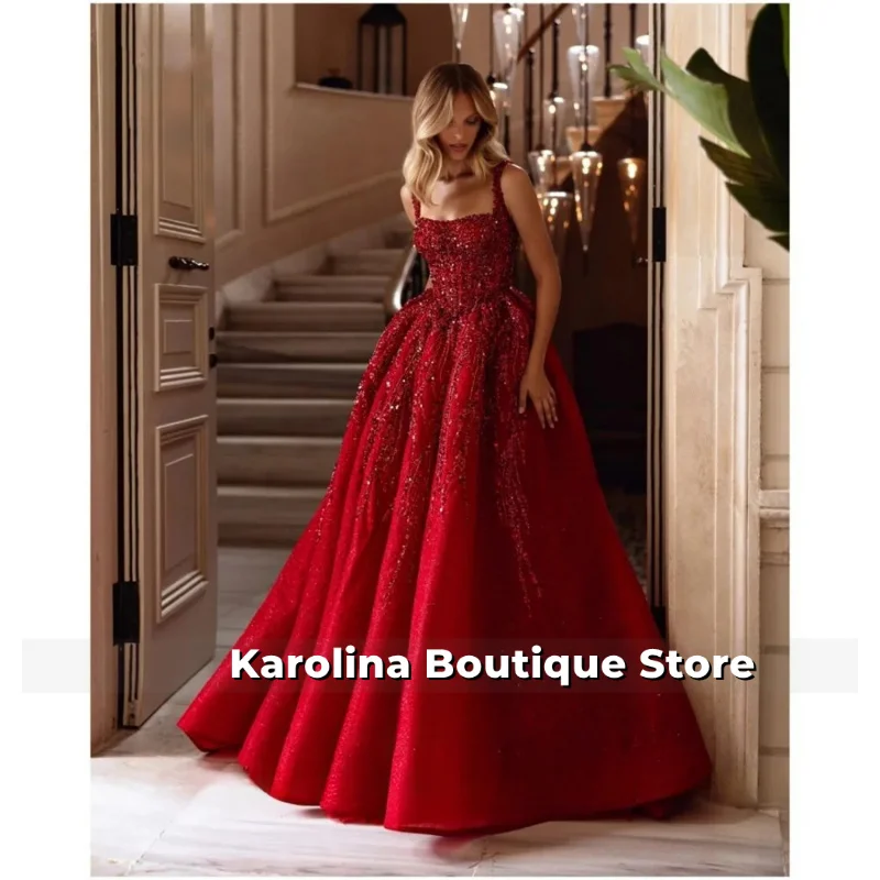

Customized Prom Dresses for Special Occasions Hand-made Beads Luxurious Women's Evening Dresses Large Sizes Square Leader Shiny