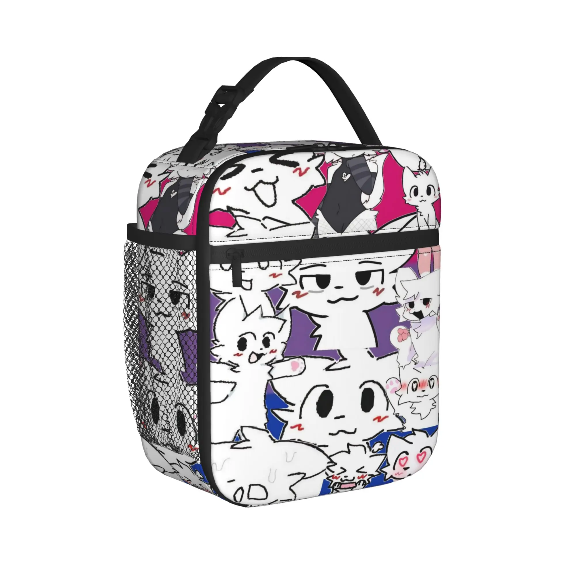 Boykisser Silly Cat Insulated Lunch Bag Cooler Bag Reusable,Meal Container Cartoon High Capacity Tote Lunch Box for Men