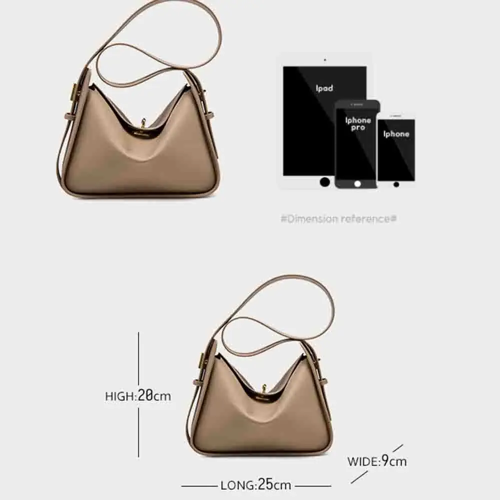 2023 Fashion New Trend Women Leather Handbag Luxury Designer Bags Luxury Lady Tote Real Genuine Leather Underarm Pouch Black