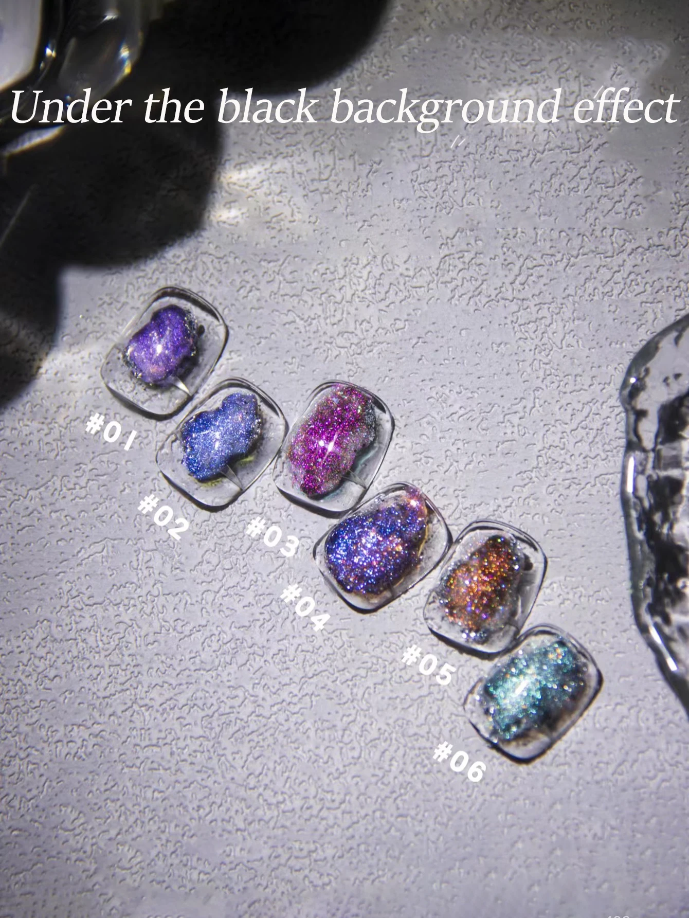 1-6 قطعة WS الربيع الصيف مسمار تألق الجليد شفافة الأزرق كسر الماس هلام مسمار البولندية 2025 تبييض مسمار ملصقات الأظافر لوازم