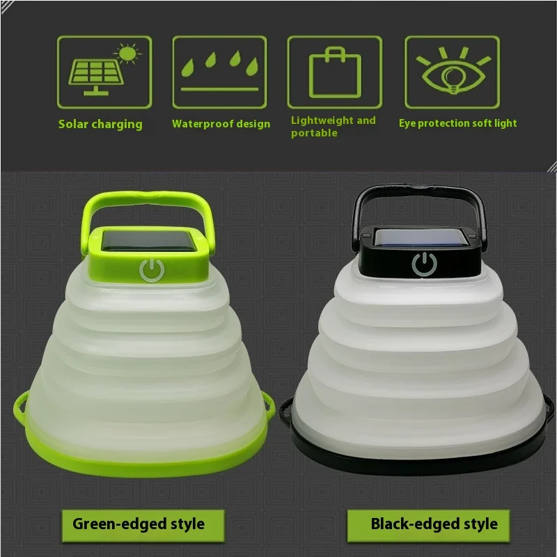 

Outdoor Portable USB Charging Folding LED Camping Light, Solar Camping Light, Retractable Hanging Silicone Tent Light
