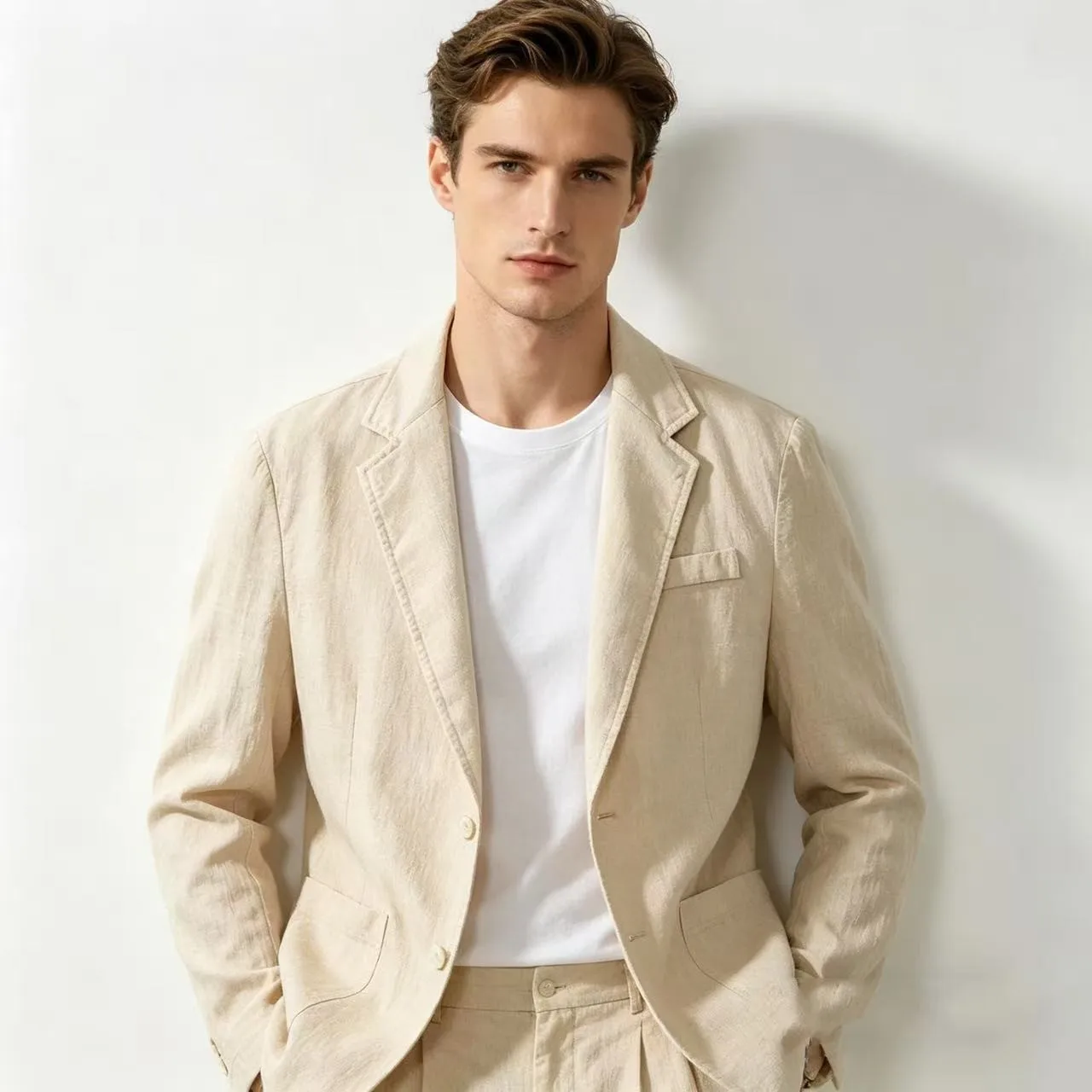 Pure Cotton Blazer Outdoor Men's Traveling Breathable, Non-stretch, Moisture-wicking, Sweat-absorbing, Fitted and Casual Blazer
