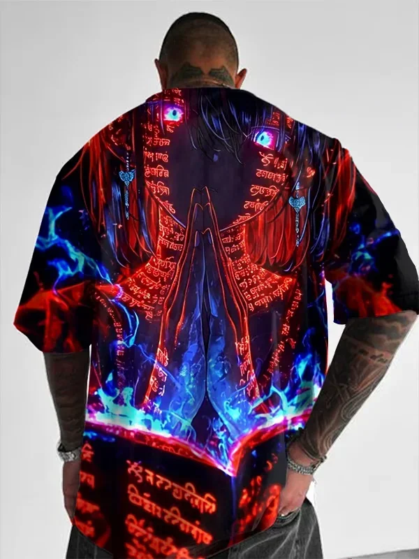 Herren-T-Shirt mit Anime-Mädchen-Motiv, 3D-Druck, sexy und attraktiv, lässiges, lockeres Street-T-Shirt, kurzärmelig, Rundhalsausschnitt. – Detail 2