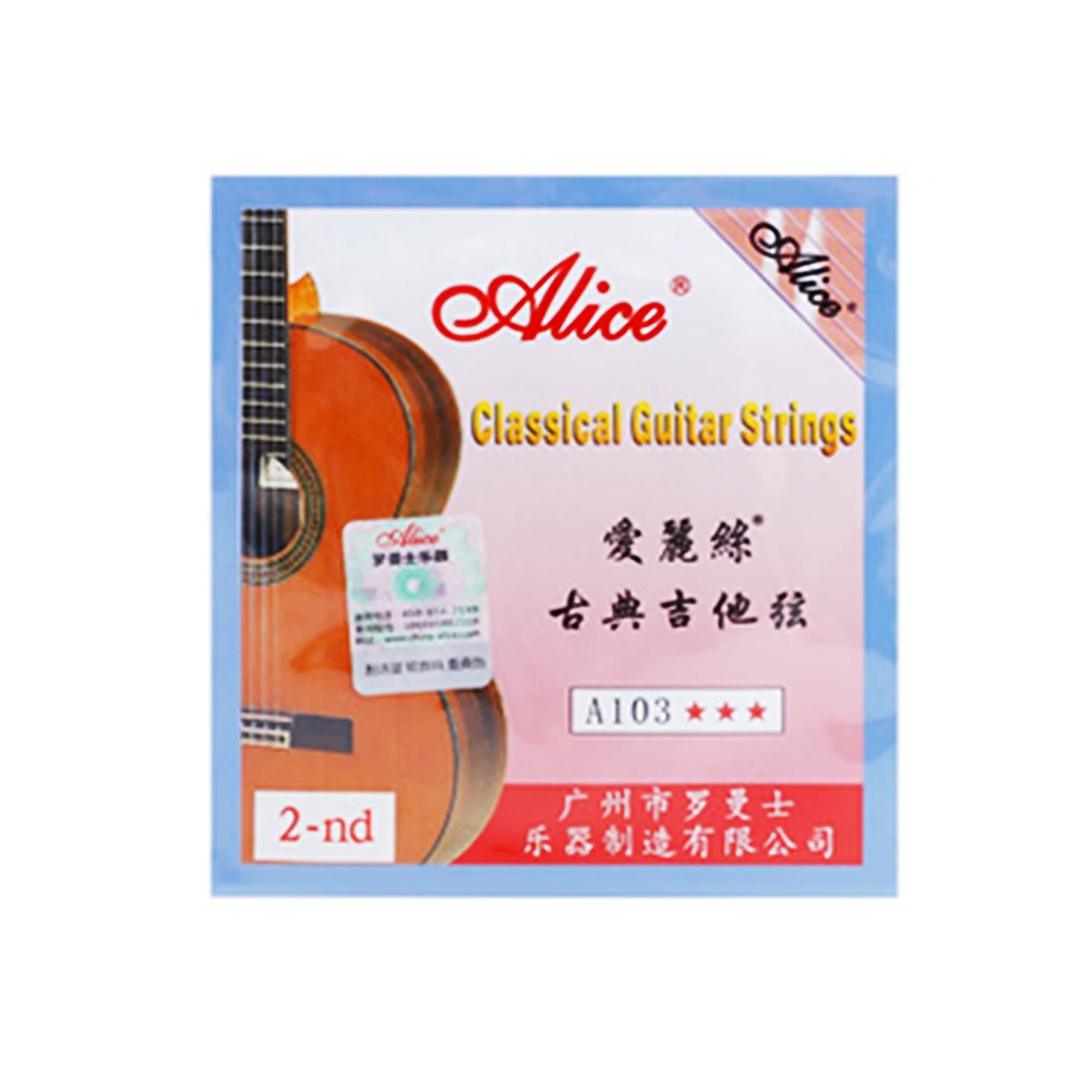 Alice-cordas de guitarra a103, feitas de nylon transparente, prateado, single, 1 °, 2 °, 3 °, 4 °, 5 °, 6 °