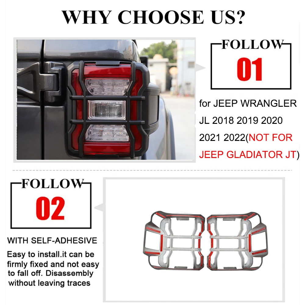 Headlight Tail Light Decoration Cover Trim for Jeep Wrangler JL 2018-2023 (LED Light Source) Lamp Hoods Car Exterior Accessories