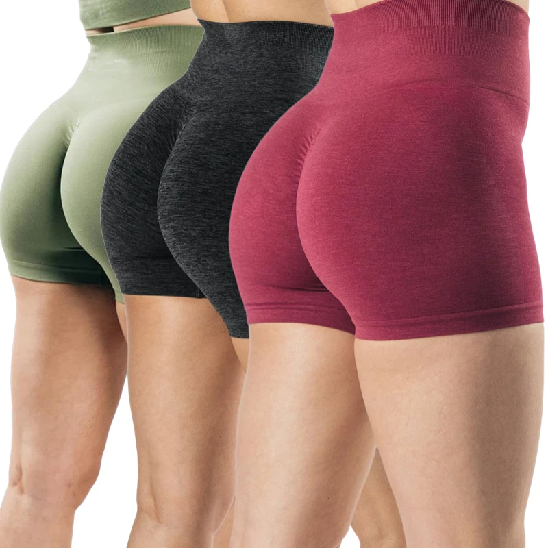 3 Pack Amplify Shorts Women High Waist Yoga Shorts Butt Lifting Booty GYM Shorts Fitness Running Sports Seamless Workout Shorts