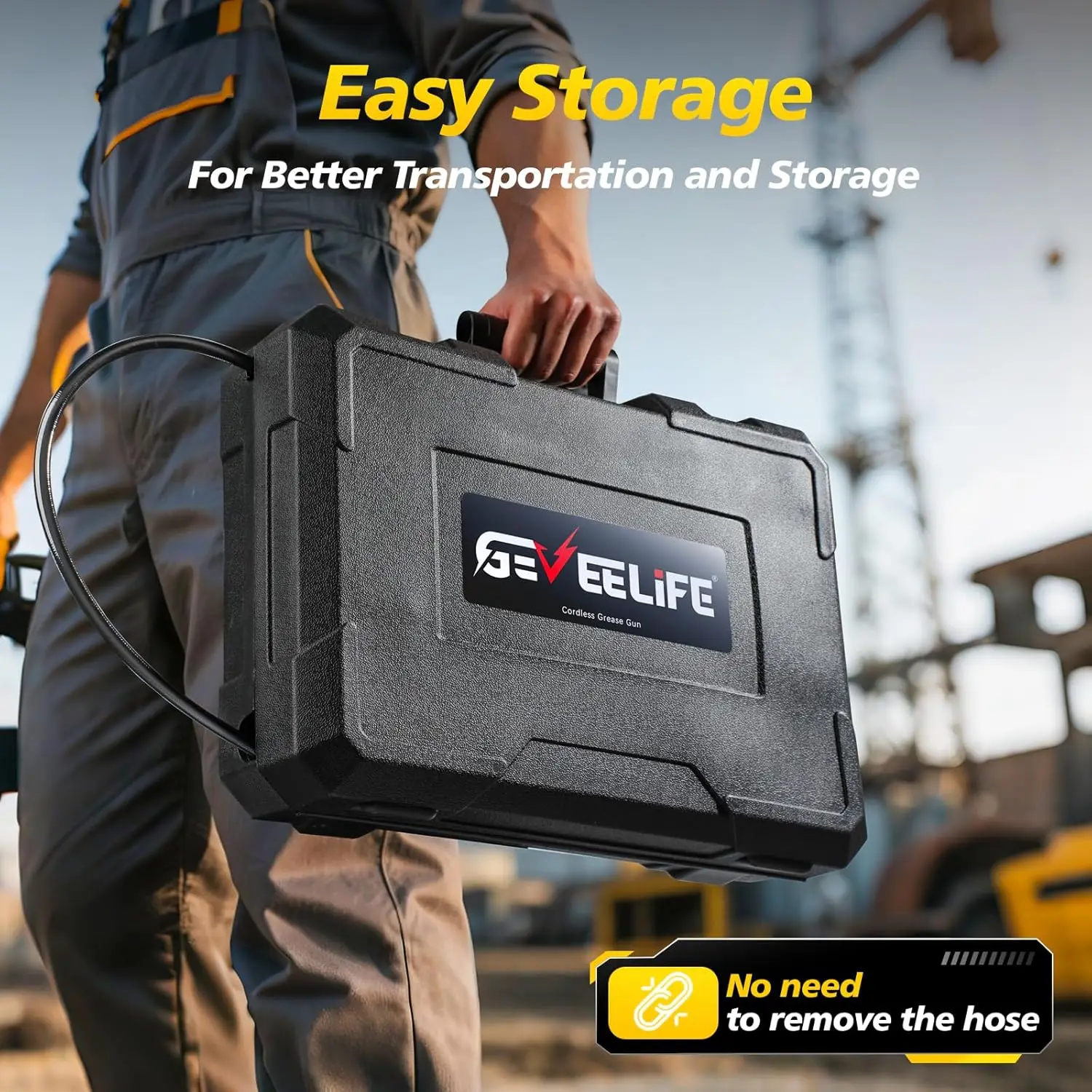 مسدس شحم كهربائي - تصميم 2 في 1 مطور 2025 مع بطاريات 2 × 4000 مللي أمبير في الساعة وشاحن سريع و90 °   مقرنة دوارة، 12000 رطل لكل بوصة مربعة - ساخنة