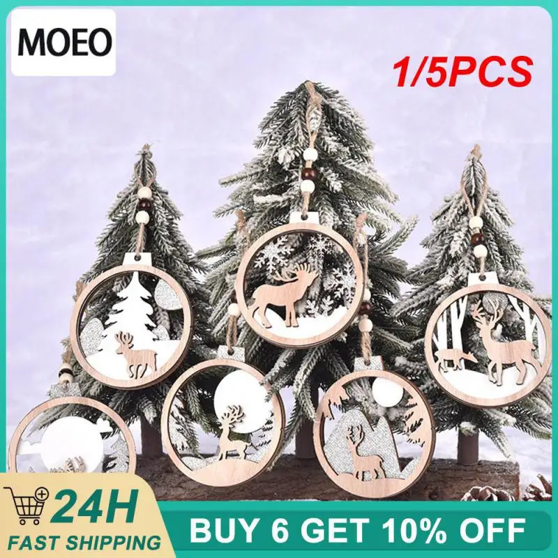 1/5PCS Beautifully Christmas Tree Hanging Decoration Unique Design Party Decorations Hand-made Wooden Hanging Crafts Durable