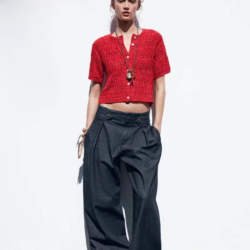 

Faionable Hollow out Knitted Cardigan Women's Summer New Sle Versatile Korean Version Slim Fit ort Sve round Ne Top