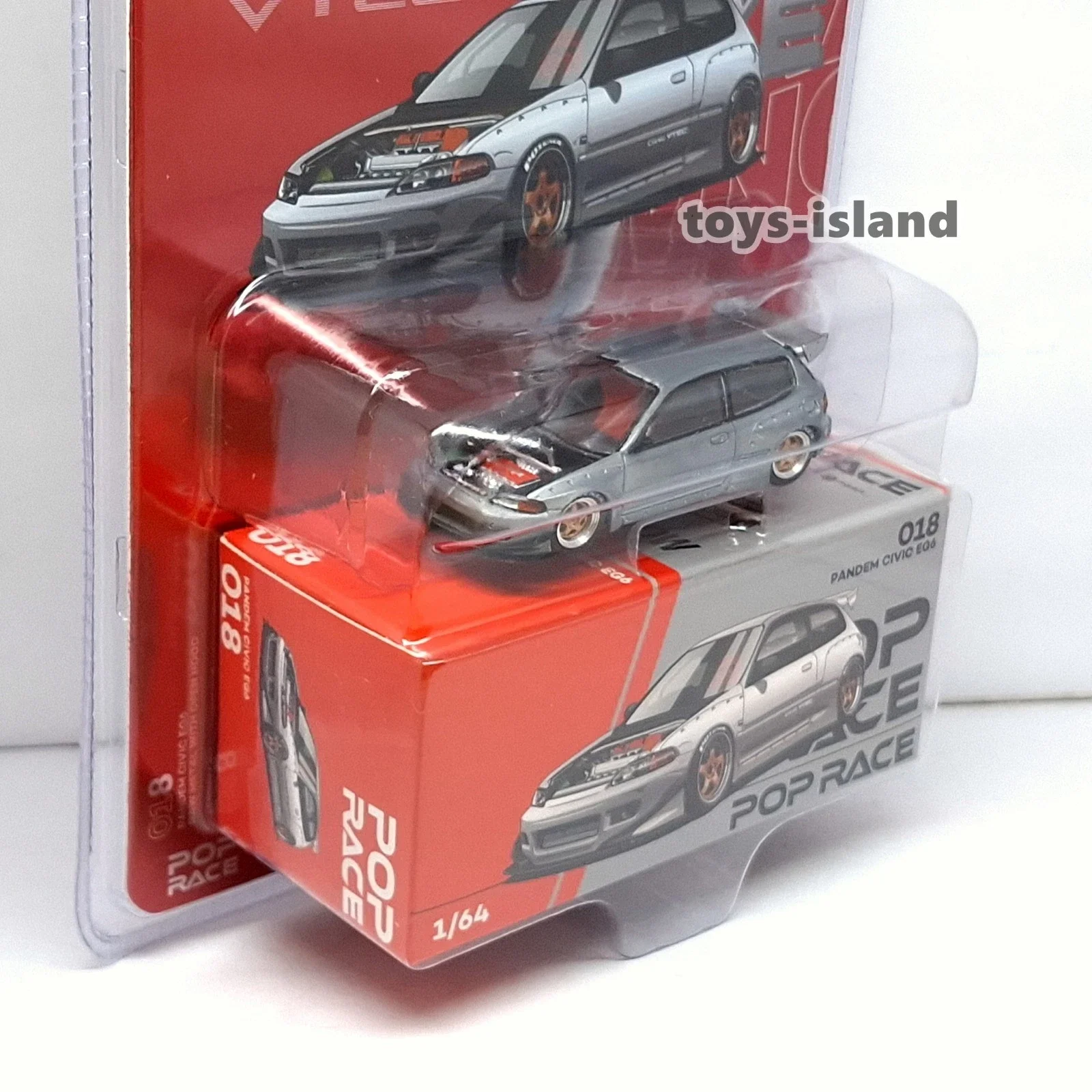 

POPRACE Enigma PR64-018 1/64 PANDEM CIVIC EG6 RAW METAL POP RACE OPEN HOOD NEW Diecast Model Car Alloy