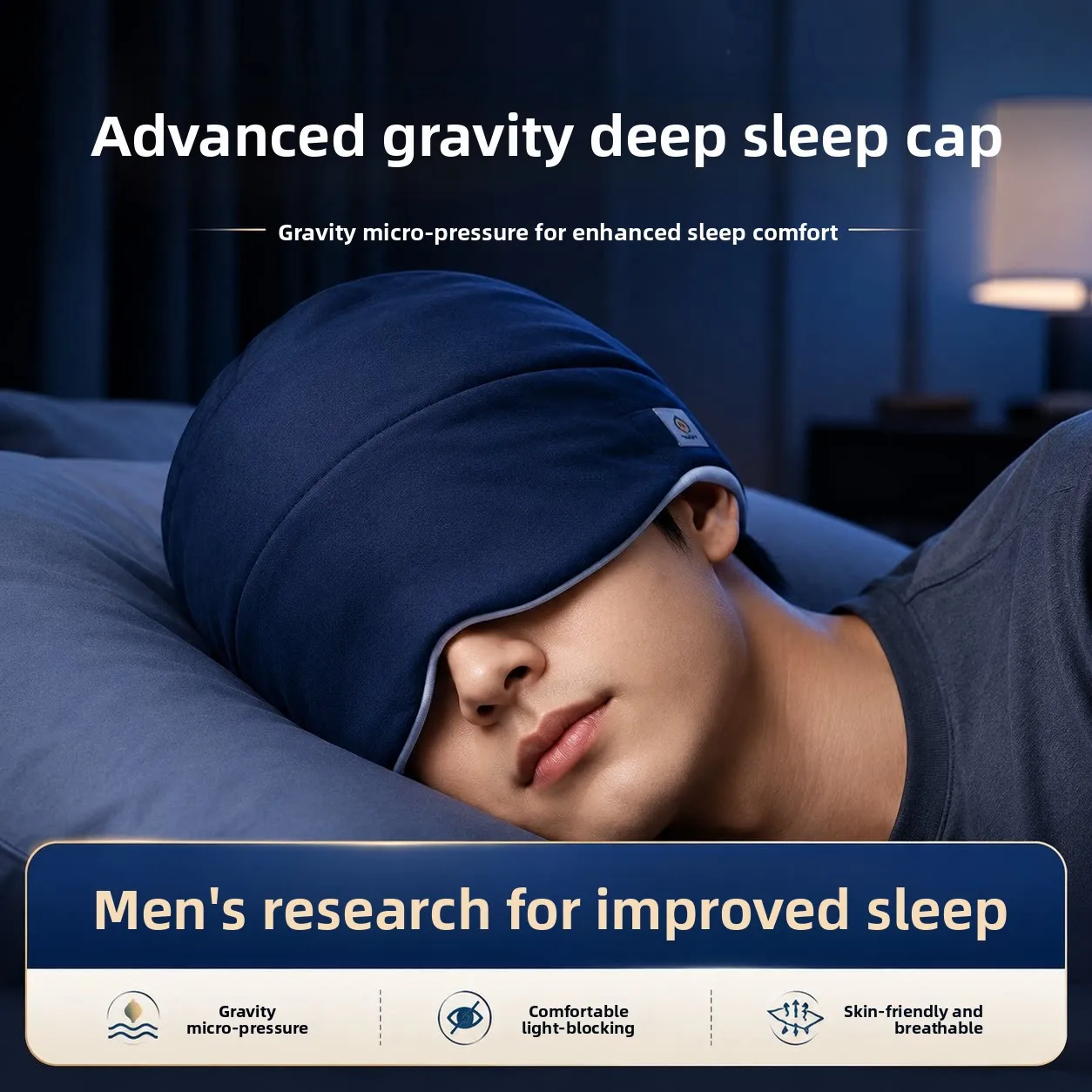 Men's Spring Autumn Air Conditioned Sleep Cap Deep Sleep Hat Pain Relief Lightweight Warmth Retention Nighttime Sleeping Cap