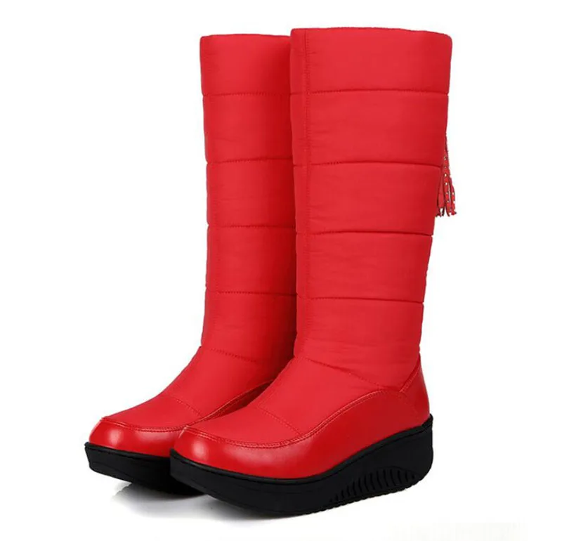 Winter Warm Waterproof Down Padded Snowshoe Women\'s Middle Boots Thickened Wool Student Cotton Shoes With Thick Soles x1075