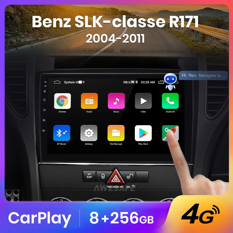 AWESAFE Wireless CarPlay Autoradio for Mercedes Benz SLK Class R171 2004-2011 SLK 200 280 300 350  Car Radio Multimedia Player