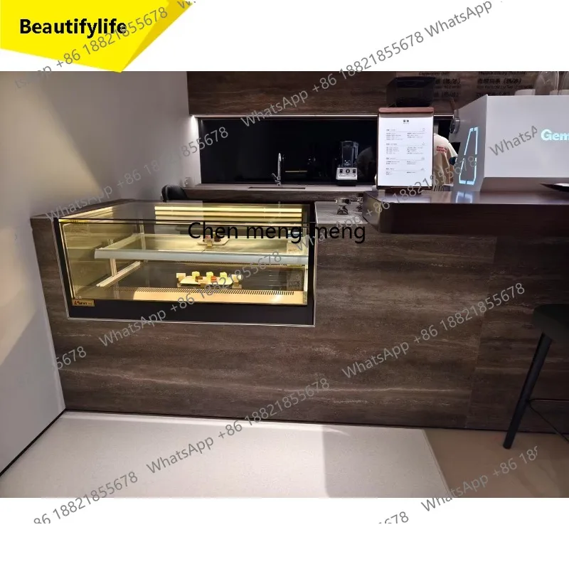 2003 Bakery Shop Bar Counter Embedded Refrigerated Display Glass Cabinet Air-cooled Cake Dessert Freezer