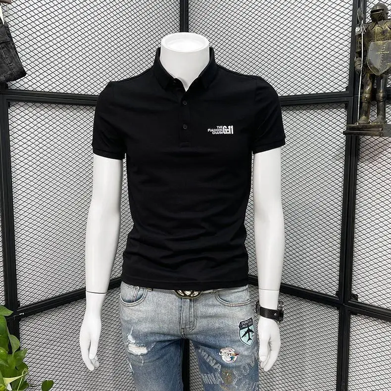 Premium Casual Men's Polo Shirt Stylish Summer Wear Minimalist Printed Graphic Slim-Fit Short Sleeve Latest Collection Fashion