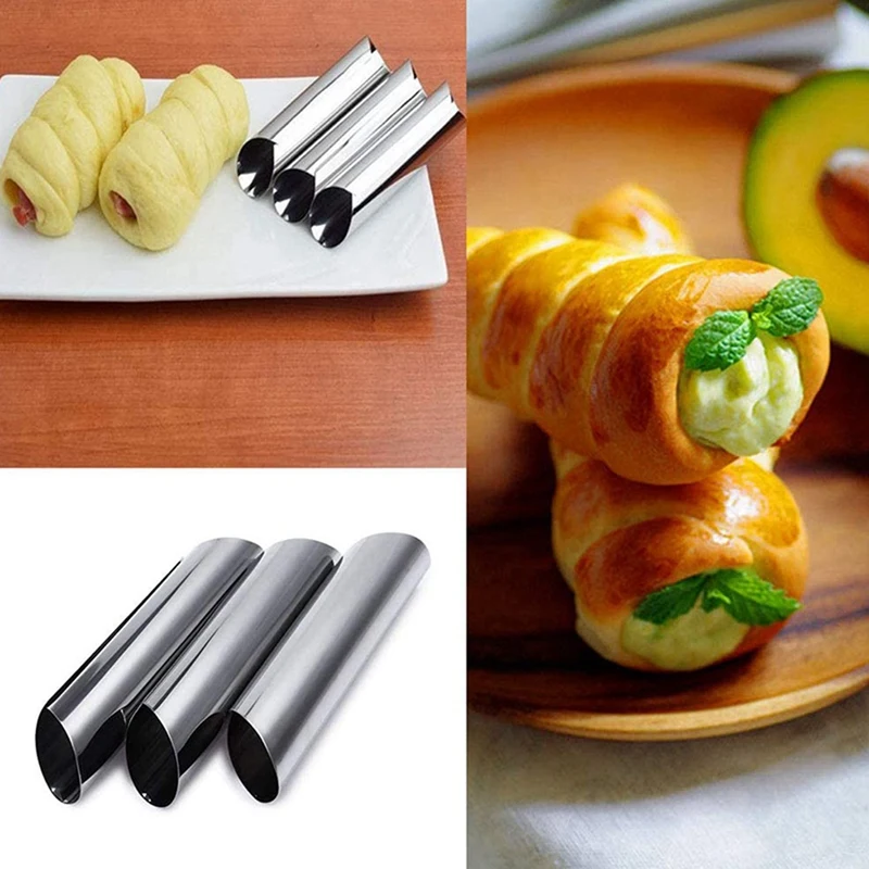 Creme Chifre Moldes para Croissant, Cone De Aço Inoxidável, Molde Em Forma Tubular, Cone De Creme, 40 Pcs