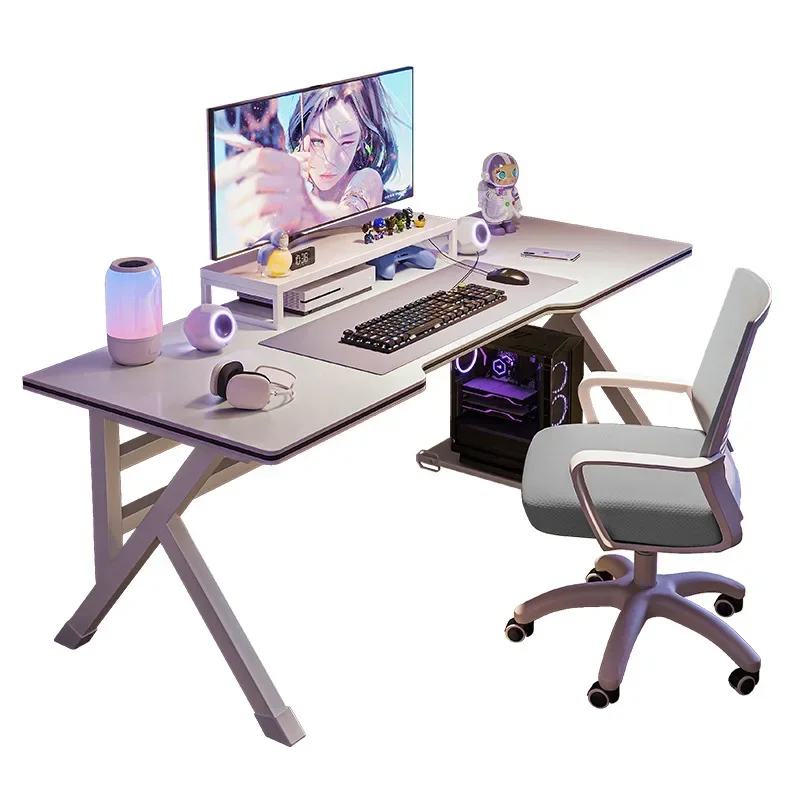 Ergonomic Large Gaming Desk,PC Gaming Workstation Home Office Desks,  K-Shaped Gaming Table, Space-Saving, Easy to Assemble