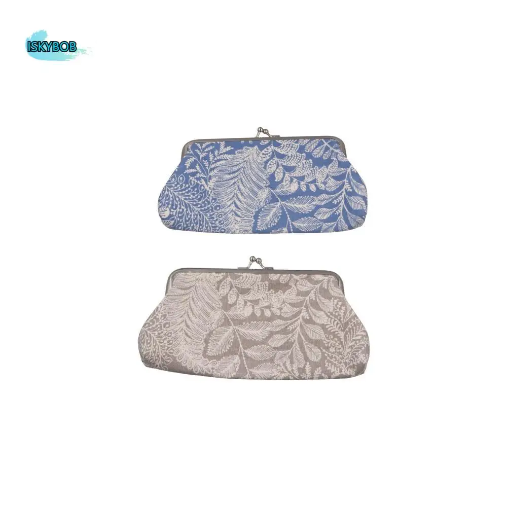 

Portable Money Bag Leaf Coin Purse Wallet Kiss Clasp Lock Handbag Long Purse Bag Keyring Storage Bag Canvas Card Holder Women