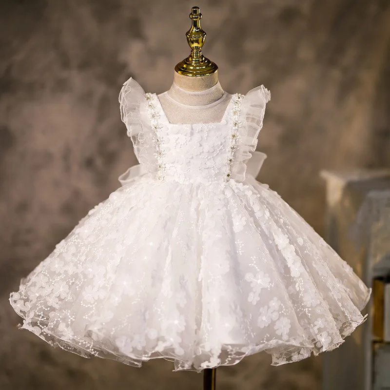 Robe de princesse de style étranger pour bébé fille, jupe d'anniversaire pour cent jours, à fleurs, pour hôte, 2025