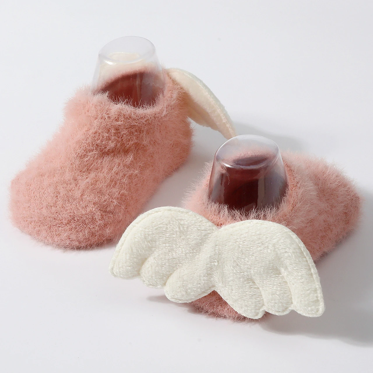 0-1Year Newborn Plush Sock Winter Anti-Slip Floor Socks Anti-Cold Warm Terry Ankle Sock Kids Thermal Footwear Angel Wings Socks