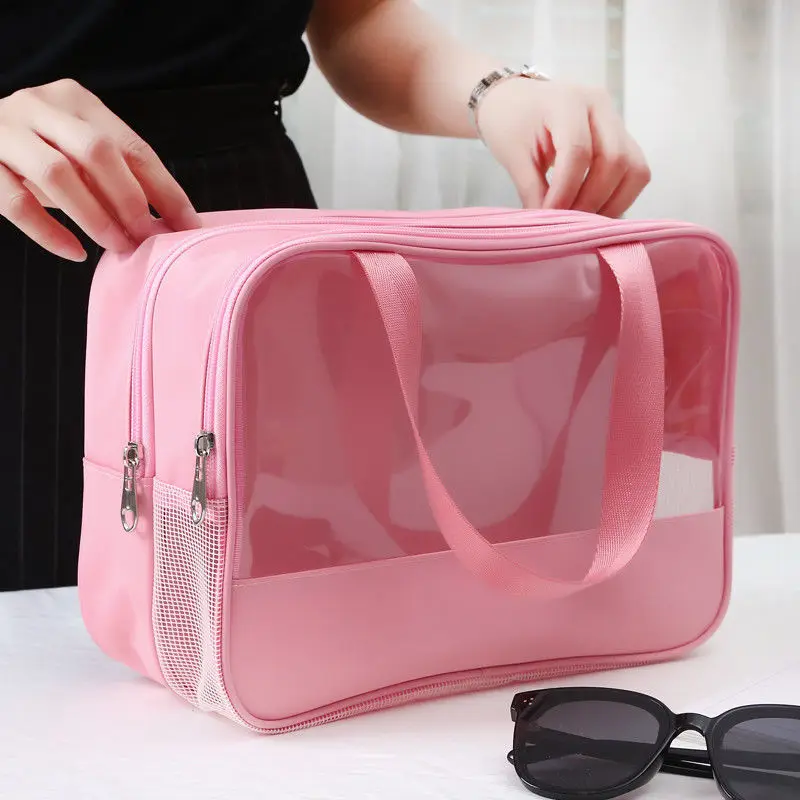 

Transparent Cosmetic Bag PVC Women Zipper Clear Makeup Bags Beauty Case Travel Make Up Organizer Storage Toiletry Wash Bag E948