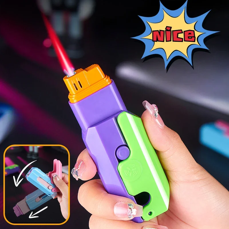 Carrot Knife Lighter Refillable Red Flame Windproof Decompression Radish Folding Fidget Stress Anxiety Lighters