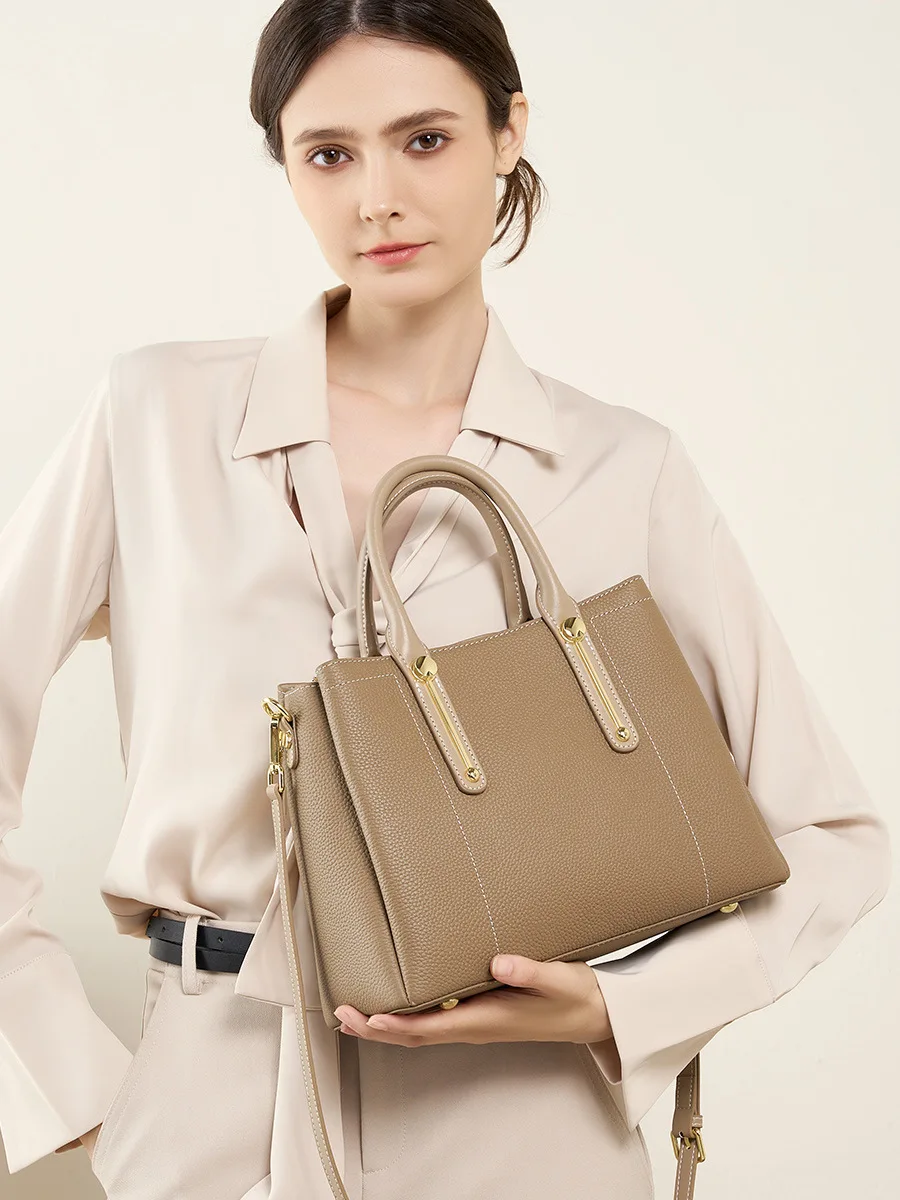 Elegant Genuine leather handbag with Multi-use shoulder bag for commuting, fashionable, and large capacity for women