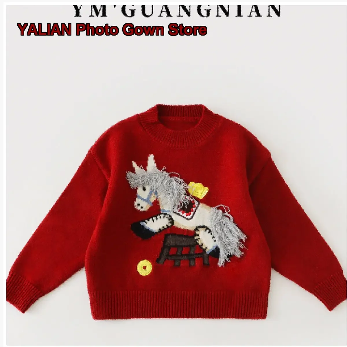 Kids Cotton Cartoon Animal Pattern Pullover Sweater Boys Girls Longevity Wealth New Year Spring Stylish Older Kids