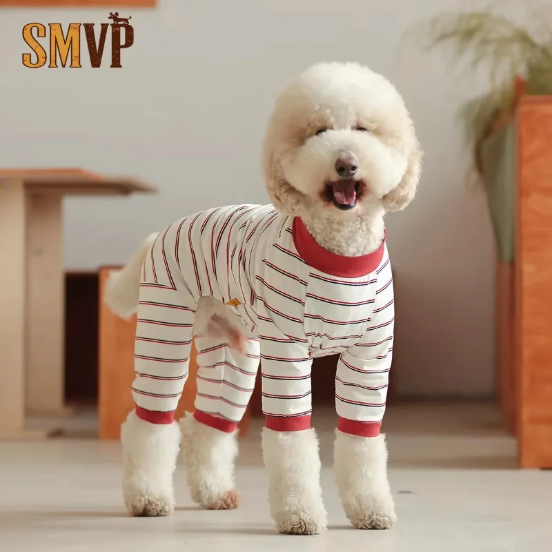 

Handsome College Style Light and Breathable Stripe Shirt Dog Clothes in Summer Pets Can Be Worn By Medium and Large Dogs