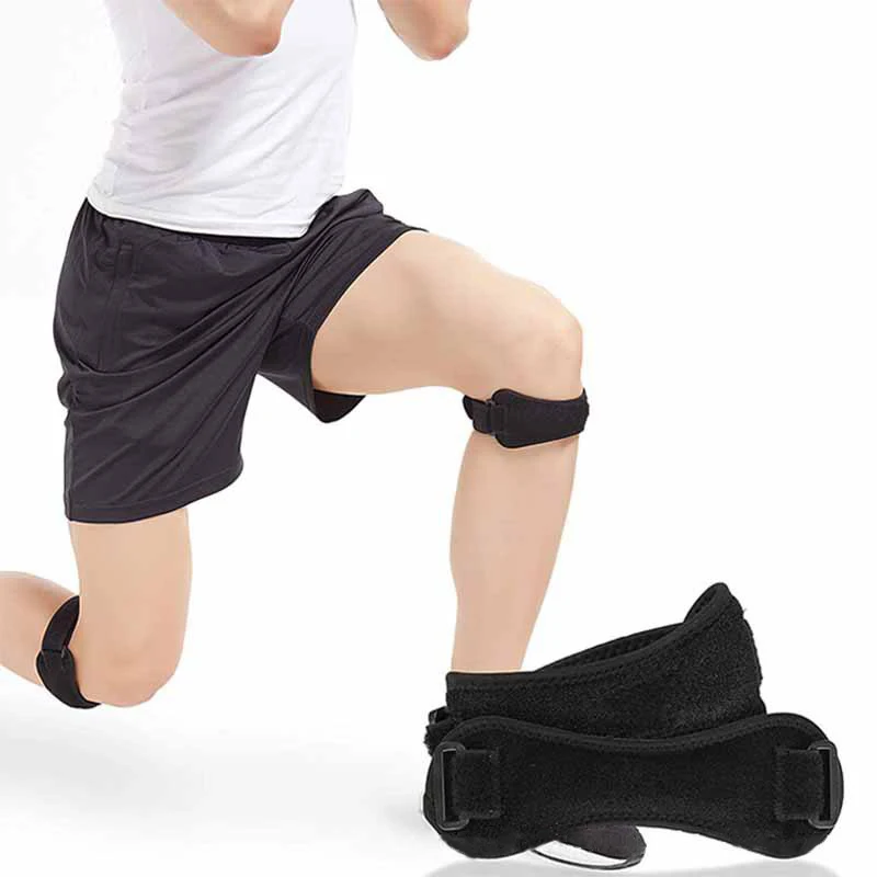 1pc Adjustable Professional Protector Pad Patella Knee Tendon Strap Knee Pad Support Black Knee Pads Belted Sports Knee Brace