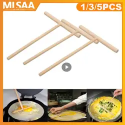 T Shape Wooden Crepe Maker Pancake Batter Spreader Stick For Kitchen Home DIY Pancake Restaurant Canteen Kitchen Accessories