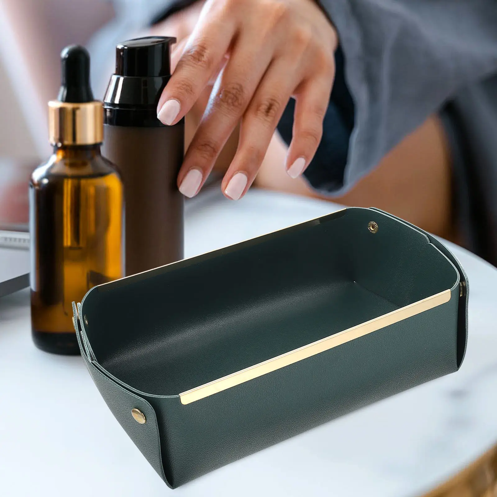 

PU Sundries Holder Jewelry Tray Desktop Organizer Creative Home Decoration Long Lasting Durable Stylish Gift Idea