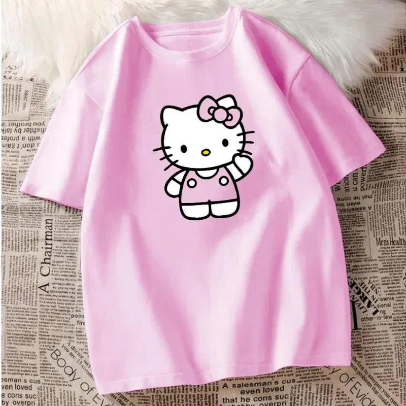 

Hello Kitty Print American Sweetheart Printed Women's T-shirt Alphabet Street T-shirt Personalized Harajuku Fashion Y2K Top