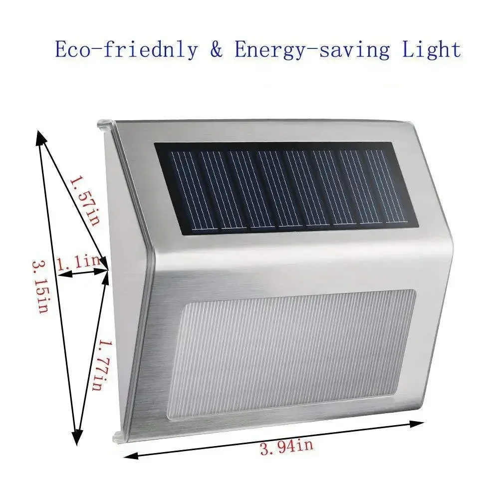 Solar Stainless Steel 3LED Step Light Waterproof Anti-corrosion and Environmental Protection Wall Light for Garden Fence Wall